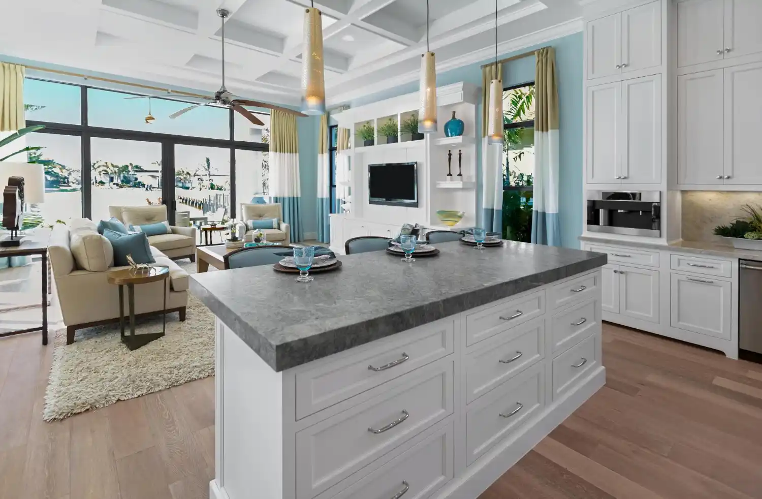Contemporary kitchen featuring a bespoke island and modern finishes